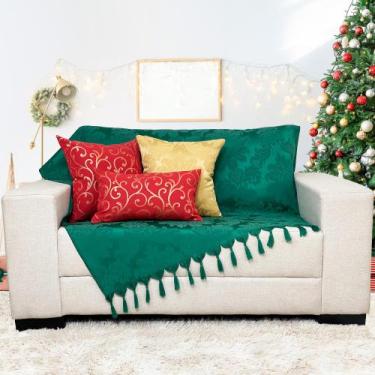 Imagem de Kit Manta Xale Sofá Natal com 3 capas de Almofadas Quadrada e Quebra R