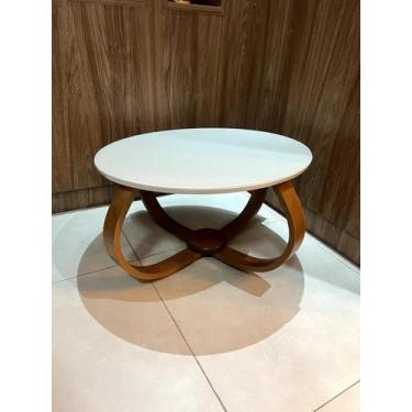 Imagem de mesinha de centro pés cebola TAMPO 70CM COM VIDRO - Lc marques, tampo 