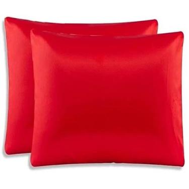 Imagem de Par de Fronhas em Cetim - Anti-Frizz - borgon, vermelho