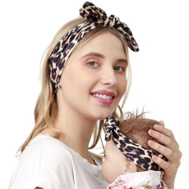 Imagem de Faixa de Cabelo Cabeça Turbante Mamãe e Filha Oncinha - anjo da mamãe,