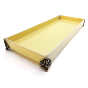 Imagem de Bandeja Lavabo Sala Caixa em Vidro Palha Brilhante 25x10cm - Flash