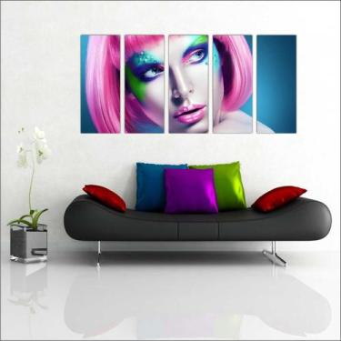 Imagem de Quadro Decorativo Fashion Hair Make Up Salão De Beleza 5 Peças GG1 - V