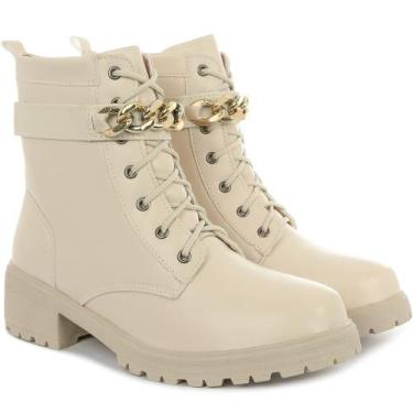 Imagem de Coturno Feminino Bota Tratorada Salto Baixo Confortável - OLZZY, Off w