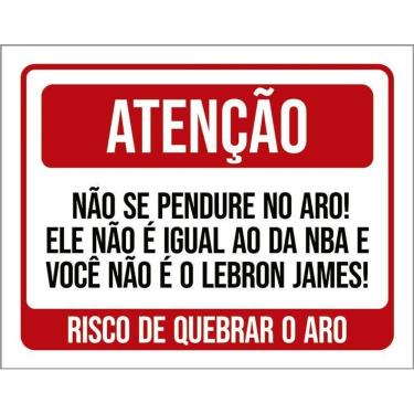 Imagem de Kit 3 Placas Atenção Não Se Pendure No Aro Basquete