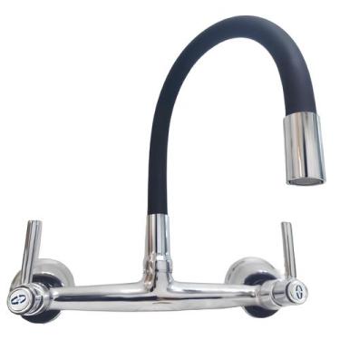 Imagem de Torneira Metal Gourmet Flexí Preto Misturador Parede,cozinha - ORIGINA