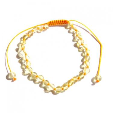 Imagem de Pulseira e Tornozeleira Regulável (18cm) Âmbar Báltico Limão Polido - 
