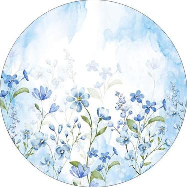 Imagem de Painel De Festa Redondo 1,50x1,50 - Jardim Aquarela Azul 064 - Via Cor