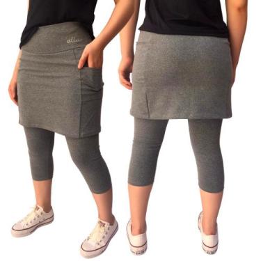 Imagem de Saia Capri Bolso Alta Compressão Moda Fitness Evangélica Proteção UV+ 