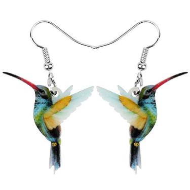 Imagem de Bonsny Brincos de beija-flor com pingente de acrílico para mulheres, meninas, crianças, pingentes de presente, Acrílico, Sem pedra preciosa