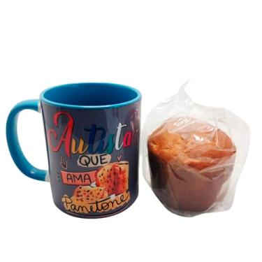 Imagem de Canetone azul com colher Autista que ama Chocotone e Chocotone 80 g