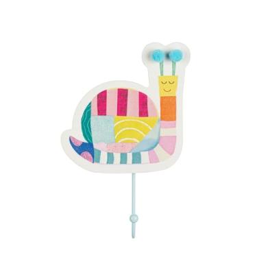 Imagem de DEMDACO Katy Ellis Collection 15 x 10 cm MDF gancho para pendurar na parede, colorido azul e amarelo, caracol patchwork