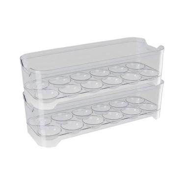 Imagem de Kit 2 Organizador Porta Ovos Dispenser Geladeira Transparente - UZ Uti