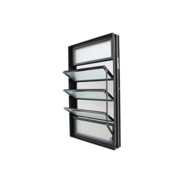 Imagem de Janela Basculante em Alumínio Preto Caribe Max 100x60x10,2cm 5 folhas 