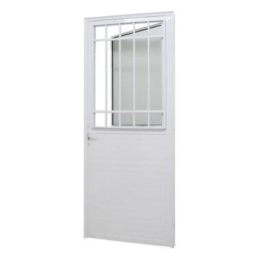 Imagem de Porta de Giro Lambril em Alumínio Branco Caribe Max 215x90x6cm Direita