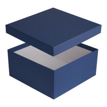 Imagem de Caixa Rígida Cartonada Presente 20 X 20 X 7 Azul Marinho - Kero kit