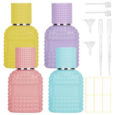 Imagem de Gsteng Frascos de perfume recarregáveis, frasco de perfume vazio de vidro espesso transparente, atomizador de perfume dourado e prata, frascos pulverizadores de colônia de viagem. (colorido, 28 g)