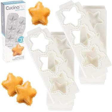 Imagem de Moldes para ravioli Star Jumbo (pacote com 2) - GG estrelas de 6,3 cm - Máquina de massa recheada caseira - 2 bandejas e prensas fazem 3 raviólis de cada vez, fácil de usar e limpar - Jantar italiano