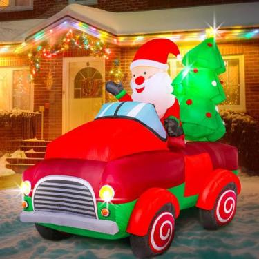 Imagem de Decoração Inflável de Natal - Papai Noel de 2m com LED Thuodo