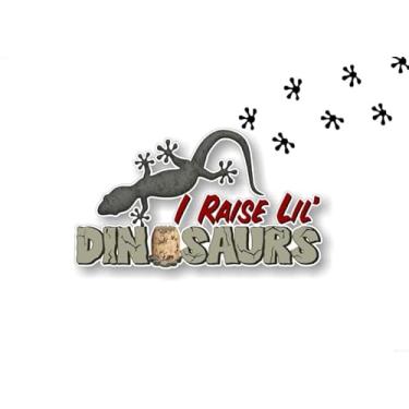 Imagem de Conjunto de 21 decalques - I Raise Lil' Dinosaurs 22 cm decalque de vinil e 20 decalques de impressão de pé de lagartixa bonito réptil vidro terrário tanque cerco SUV carro 4x4 caminhão dinossauro