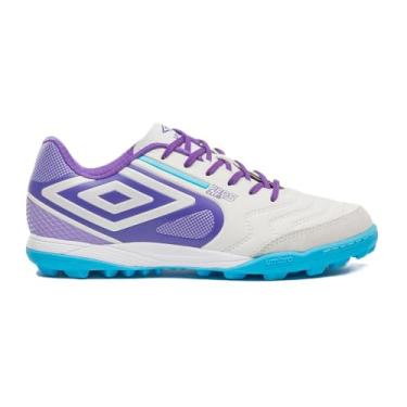 Imagem de Chuteira Society Umbro Pro 5 Bump Club BRANCO ELECTRIC PURPLE AZUL n 41