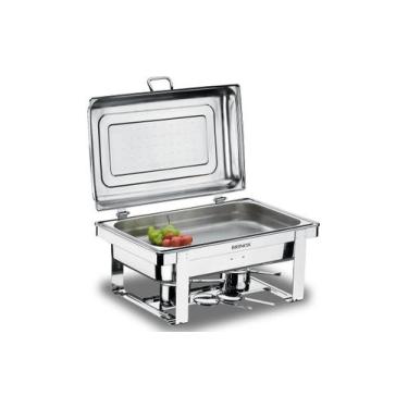 Imagem de Rechaud Retangular Com Banho Maria E Cuba 1/2 Brinox Savoy 23 x 57 x 3