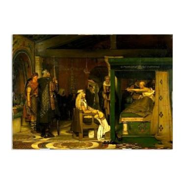 Imagem de MOBYAT Pôster Fredegonda and Praetextatus por Lawrence Alma Tadema Prints, reprodução de pintura a óleo, impressão giclée em tela, arte de parede pronta para pendurar para decoração de quarto de casa.