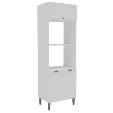 Imagem de Paneleiro Torre Quente 70cm 3 Porta 2 Nicho Provençal Branco - ClickCa