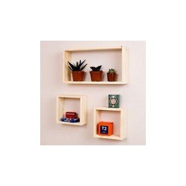 Imagem de Kit 03 Nichos de Madeira Cor Natural - Própria, Tonalidade da madeira