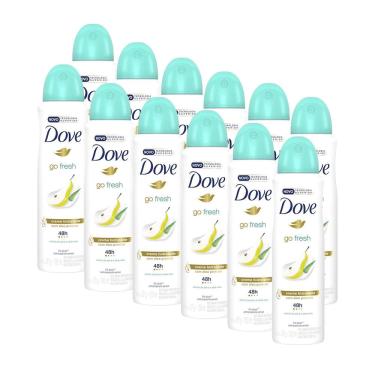 Imagem de Kit 12 Desodorantes Antitranspirante Aerosol Dove Go Fresh Pera e Aloe Vera 150ml