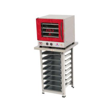 Imagem de Kit - Forno Turbo Elétrico Fast Oven Prp-004 127v Vermelho + Bancada Mes-004 + 8 Assadeiras - Progás
