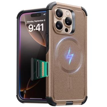 Imagem de ESR Capa para iPhone 16 Pro, proteção contra quedas de nível militar 7X, capa resistente com absorção de choque com botão de controle de câmera, compatível com acessórios MagSafe, série Cyber, Desert