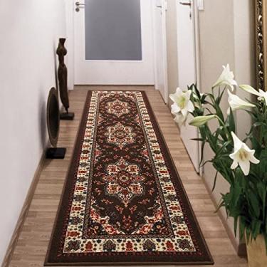 Imagem de Antep Rugs Tapetes de corredor para ambientes internos Alfombras Oriental Tradicional 2x7 Antiderrapantes (antiderrapante) com forro de borracha de perfil baixo (marrom, 6' x 19 cm)
