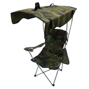 Imagem de Cadeira Camping Portatil Dobravel Camuflada 150kg Com Teto Pescador Pesca Camping
