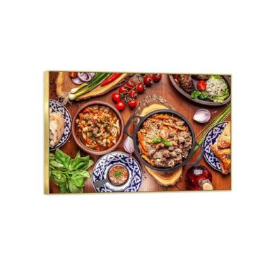 Imagem de Impressão de arte de parede em tela de cozinha - imagens de sala de jantar decoração de parede - comida deliciosa 3-pintura natureza morta pôster retrô pronto para pendurar 80 x 120 cm 31 x 47 pol