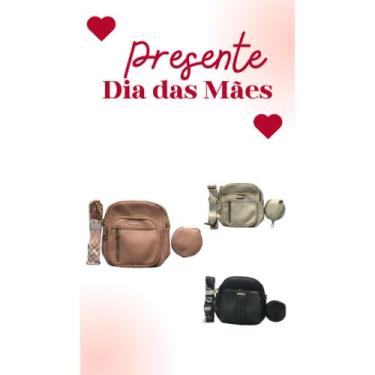 Imagem de Kit Bolsa Feminina Transversal De Couro De Moda Com 3 Divisorias + Por