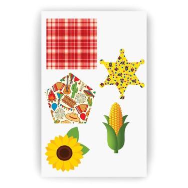 Imagem de Retalho Remendo Tecido Adesivo Roupa Festa Junina 5 Adesivos - Efd Col