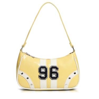 Imagem de QTKJ Bolsa de axila para mulheres, bolsa de mão estilo esportivo, bolsa de ombro retrô, sacola adequada para ocasiões importantes, trabalho, viagens (amarela), Amarelo, One Size