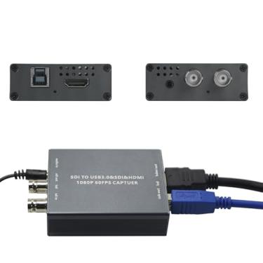 Imagem de ATCCPYDM Placa de captura de saída dupla HDMI SDI, captura de vídeo SDI para USB3.0, HDMI para USB 3.0 3G-SDI 1080P 60FPS Live Streaming Video Grabber, suporta áudio de microfone e entrada de áudio de