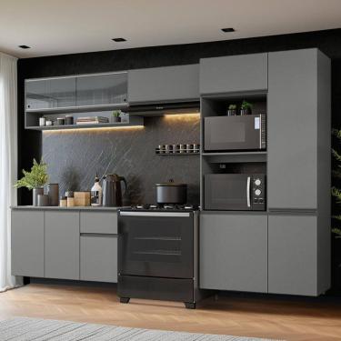 Imagem de Armário de Cozinha Completa Suspenso 300cm Cinza Nimes Madesa 07
