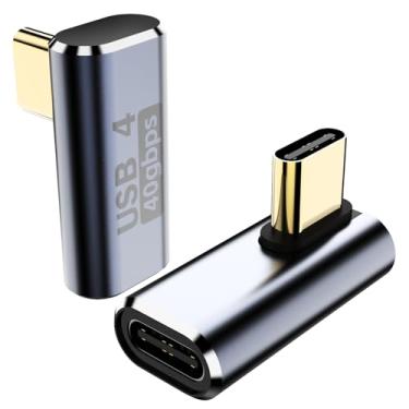 Imagem de BERLAT Adaptador USB C de 90 graus, extensor adaptador USB C 240W macho para fêmea para Steam Deck, ROG Ally, MacBook, tablet, telefone e mais - pacote com 2