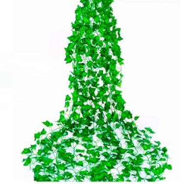 Imagem de 48 Metros Hera Verde Planta Artificial Trepadeira Ramas Folhagem Pendente(24 Metros)