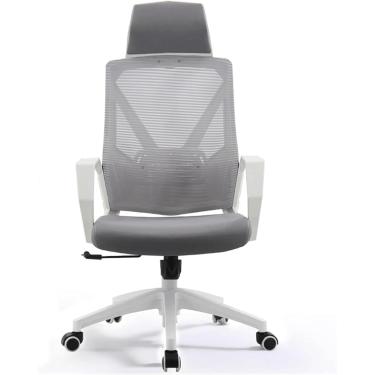 Imagem de Cadeira de Mesh Breathable de Ergonomics, cadeira de mesa com travesseiro Cadeira Executiva A braços e rodas Cadeira de computador giratória, Gris
