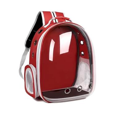 Imagem de Mochila de Transporte Para Gatos e Cães Bolsa Portátil Para Animais Pet Visão Panorâmica Com Ventilação Ideal Para Viagem (Azul Escuro) (vermelha)