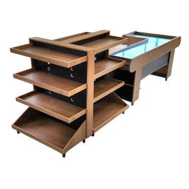 Imagem de Gondola Central 120 Madeirado 1 Ponta 1 Check Out 180 12 Ban