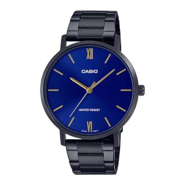 Imagem de Casio Relógio masculino analógico com mostrador azul - MTP-VT01B-2BUDF, azul, Leitor de azul/palma, pulseira