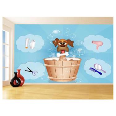Imagem de Papel De Parede Animal Cão Petshop Banho Tosa 3,5M Anm394 - Você Decor