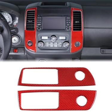 Imagem de Aunginsy Adesivo de acabamento de saída de ar para console central compatível com Nissan Frontier 2009-2017 Pickup controle central painel de ventilação de ar condicionado moldura decorativa