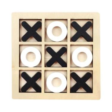 Imagem de Jogo De Xadrez Infantil De Madeira XO Montessori Brinquedo Educacional