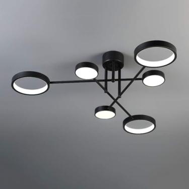 Imagem de Luz De Teto Led Nórdica De Montagem Embutida Sputnik Design Lâmpada De Teto Lustre De Círculo Luminária Para Quarto Sala De Estar Sala De Jantar Preto, Black+3 Color Temperature, 6 Heads 63W