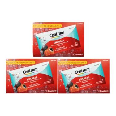 Imagem de Kit 3 Multivitamínico Centrum Energia Em Pó C/12 Envelopes